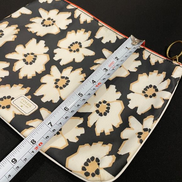 ~ Rare FOSSIL Bag Zip Clutch Daisy Floral Makeup Cosmetics Mod Pattern Pouch - Picture 5 of 11